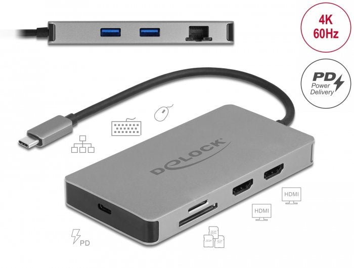 EAN 4043619870042 - DeLOCK 87004 base para portátil y replicador de puertos Alámbrico USB 3.2 Gen 1 (3.1 Gen 1) Type-C Gris imagen 3