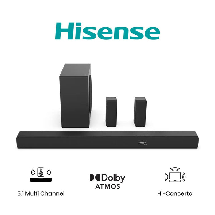 Barra Sonido Hisense Ax5100q 5.1 580w Dolby Atmos Hdmi Earc Bt 5.3