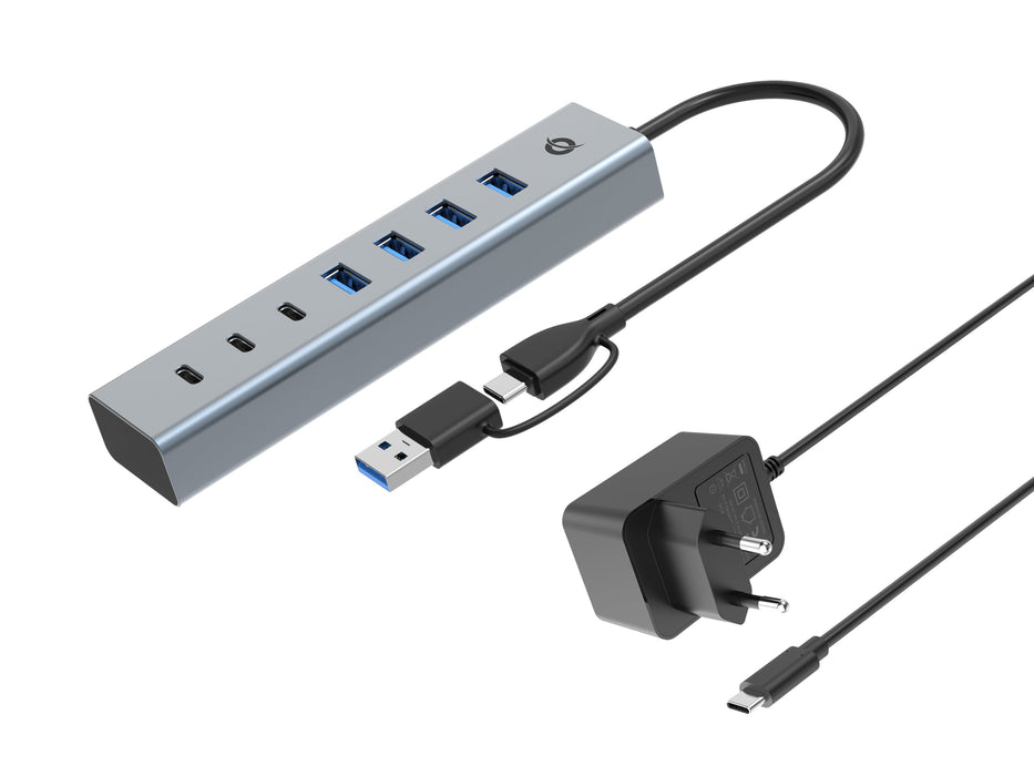 EAN 4015867238295 - Conceptronic HUBBIES20GP hub de interfaz USB 3.2 Gen 1 (3.1 Gen 1) Type-C 5000 Mbit/s Gris imagen 1
