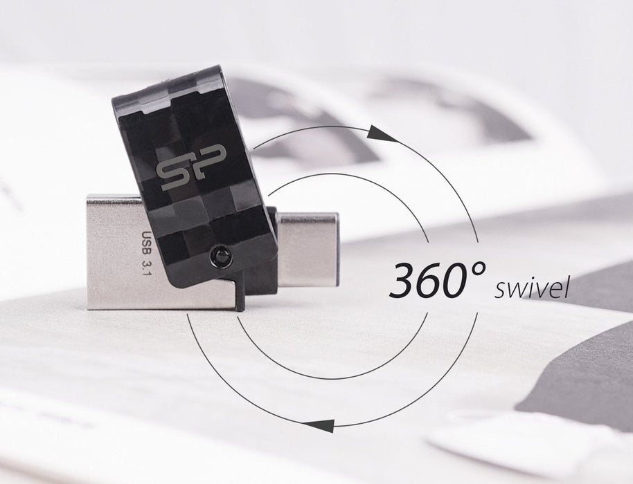 Pendrive 16gb Silicon Power Usb3.1 + Type C C31 Negro