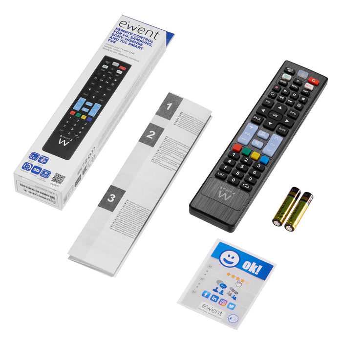 Mando A Distancia Ewent Ew1577 Para Smart Tv Lg Samsung Sony Hisense Tcl