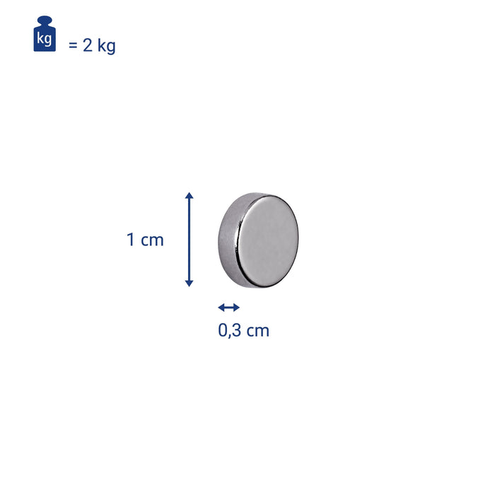 Jakob Maul Gmbh Neodym-Magnet Diámetro 10 X H 3 Mm Nickel Haftkraft Disco - 1