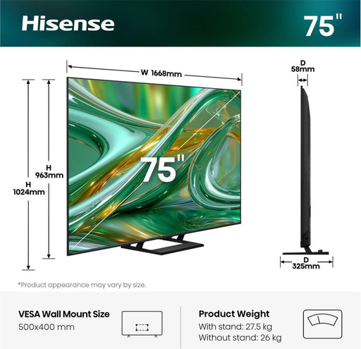 EAN 6942351433967 - Hisense 75E8S 190,5 cm (75") 4K Ultra HD Smart TV Wifi Negro imagen 2