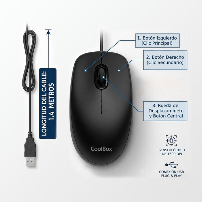 Coolbox Raton Usb U01 Negro