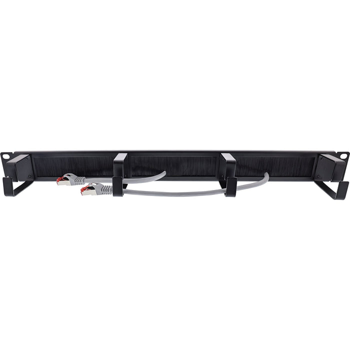 Placa Pasamuros Inline 19" Con Cepillo, 1u, Negro Ral 9005