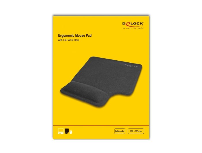 Delock 12111 Alfombrilla Ergonómica Con Reposamuñecas De Gel Para Zurdos Negra