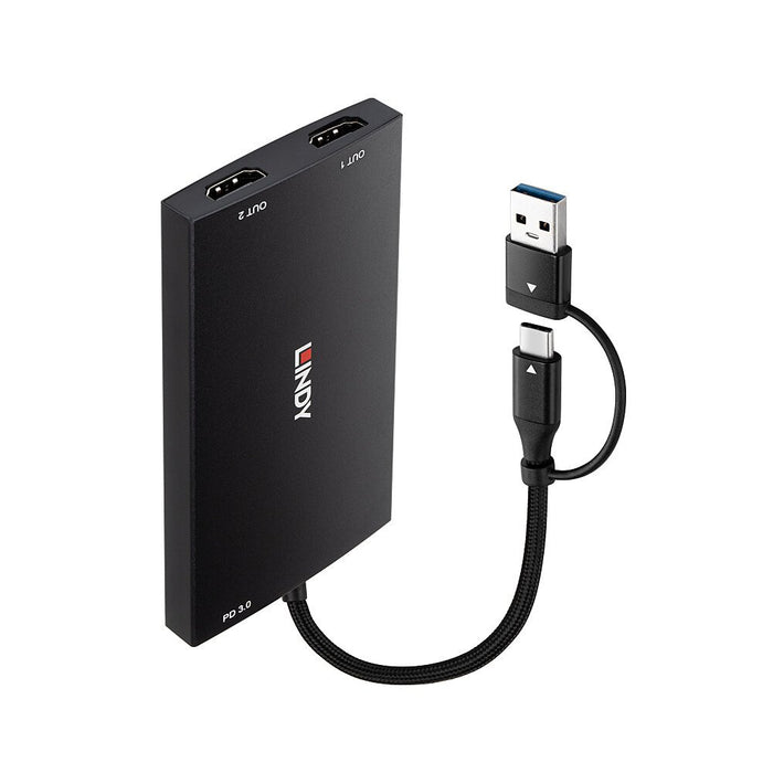 EAN 4002888434300 - Lindy 43430 adaptador de cable de vídeo 0,11 m USB Tipo C 2 x HDMI Negro imagen 1