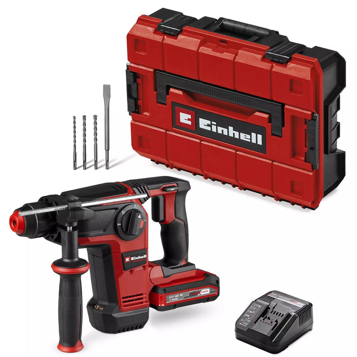 Taladro Einhell  Percutor Inalámbrico Profesional Tp-Hd 18/28 Li Bl+4, 18 Voltios Rojo/Negro, Batería De Iones De Litio 3,0 Ah, Juego De Accesorios De 4 Piezas, Estuche Electrónico S 4514274