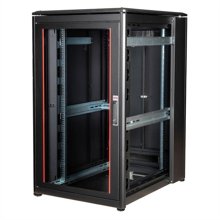 Roline 19-Zoll Netzwerkschrank Pro 26 He, 800x1000 Bxt Glastr Schwarz