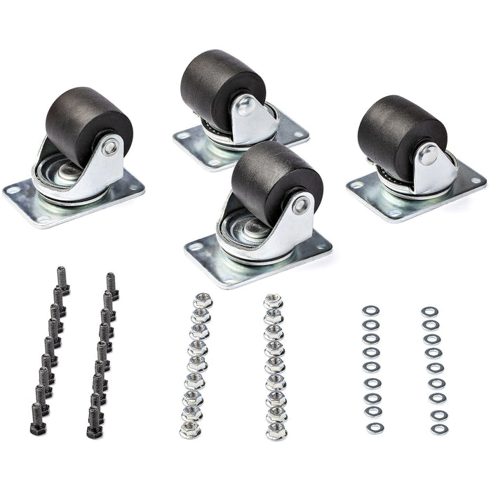 Startech.Com Ruedas De Servicio Pesado Para Racks O Armarios De Servidores - Juego De 4 Ruedas Universales M6 De 2 Pulgadas - Patrón De 45x75mm - Para Racks De 4 Columnas - De Plástico Y Acero (Rkcaster2)