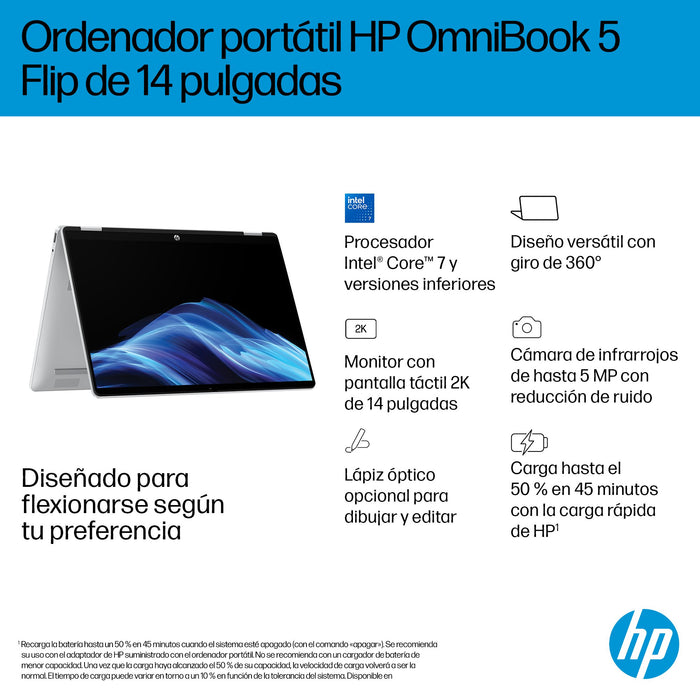 EAN 0199896062503 - HP OmniBook 5 Flip 2-in-1 Laptop 14-fp0057ns Intel Core 7 150U 35,6 cm (14") Pantalla táctil 2K 16 GB LPD imagen 11