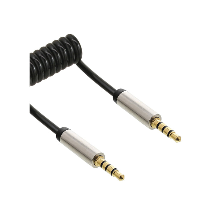 Cable En Espiral De Audio Inline De 3,5 Mm Macho A Macho Estéreo De 4 Pines De 2 M