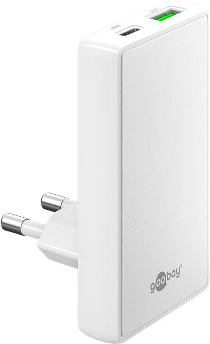 Cargador Rápido Goobay Usb-C/A Pd Gan 90° Dual  (Blanco, 65 Watt) 75724