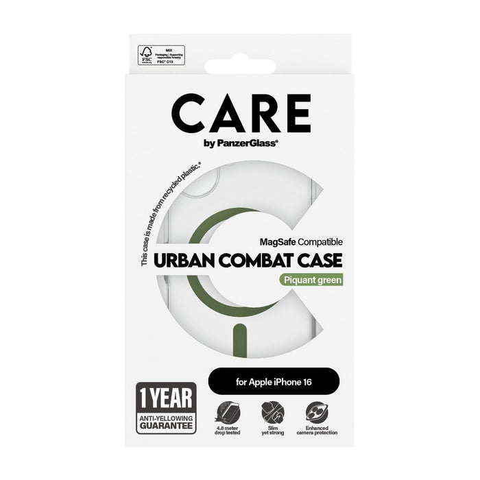 EAN 5715685004353 - PanzerGlass CARE™ by ® Urban Combat Case Transparent w. Green MagSafe iPhone 16 funda para teléfono móvil imagen 3