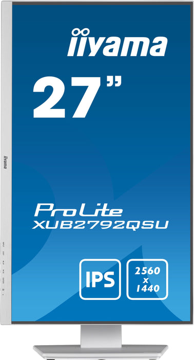 68.5cm 27'' (2560x1440) Iiyama Xub2792qsu-W5 27w Lcd Business Wqhd 5ms Hdmi Dp 2x Usb Ips Speaker Qhd White