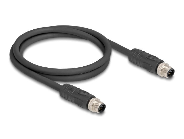 Delock M12 Cable L-Kodiert 4 Pin Stecker Zu Stecker Pur Schleppkettentauglich 3 M Schwarz