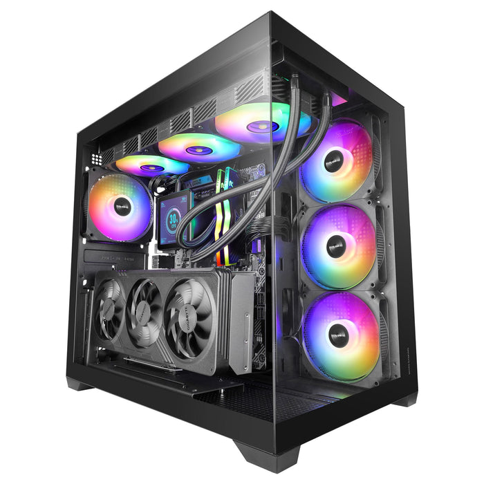 Caja Pc  Atx Mars Gaming Mcv5 Cristal Templado Panoramico Argb Gpu 416mm Negra
