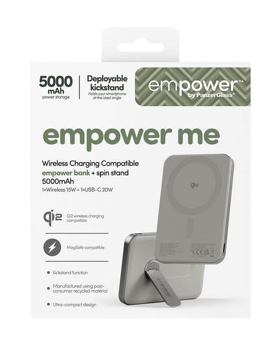EAN 5715685028403 - PanzerGlass empower™ by ® empower™ Bank w. Spin Stand | 5000mAh | Titanium Cargador inalámbrico Titanio imagen 3