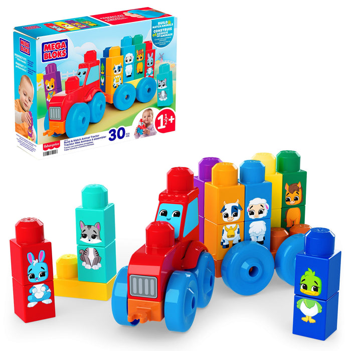 Tractor Animalitos Encajables Mega Bloks 30pzs