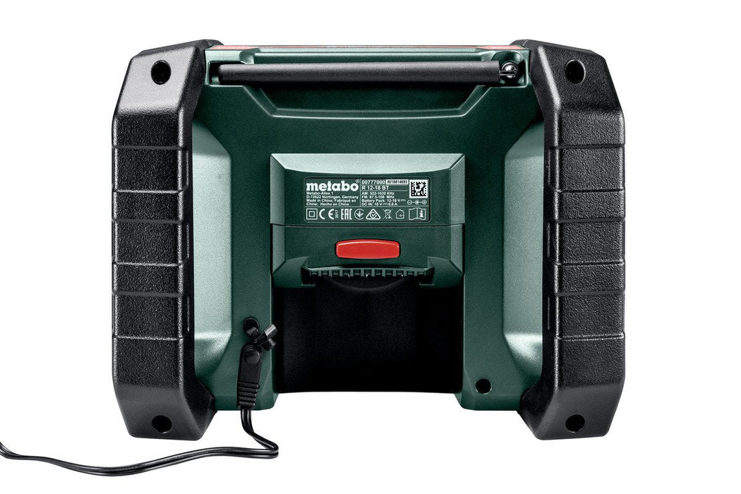 Metabo R 12-18 Dab+ Bt (600778850) Akku-Baustellenradio (Verde/Negro, Ukw, Dab+, Bluetooth, Ohne Akku Und Ladegerät) 600778850