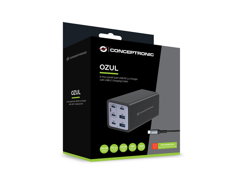 EAN 4015867236543 - Conceptronic OZUL06BE cargador de dispositivo móvil Universal Negro Corriente alterna Carga rápida Interi imagen 4