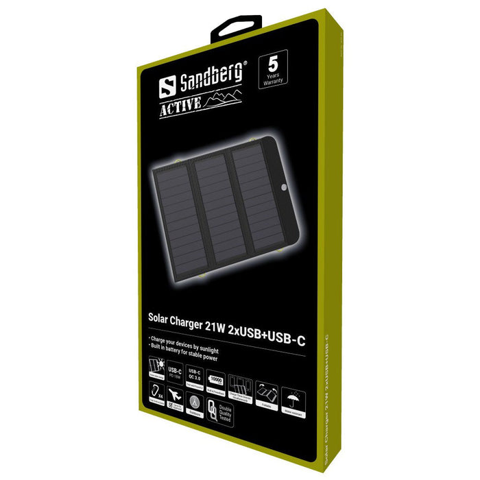 Sandberg  Cargador Solar C 21w 2xusb+Usb-C