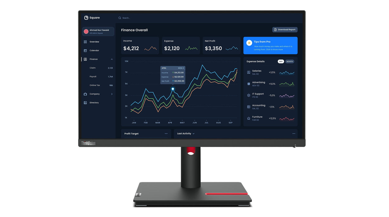 EAN 0196380286032 - Lenovo ThinkVision T22i-30 LED display 54,6 cm (21.5") 1920 x 1080 Pixeles Full HD Negro imagen 1