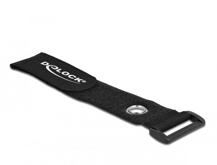 Delock Klett-Cablebinder Mit Schlaufe Und Befestigungsöse L 190 X B 25 Mm Schwarz 5 Stück