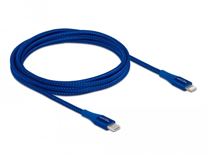 Delock Daten- Und Ladecable Usb Type-C Zu Lightning Für Iphone, Ipad Und Ipod Blau 2 M Mfi