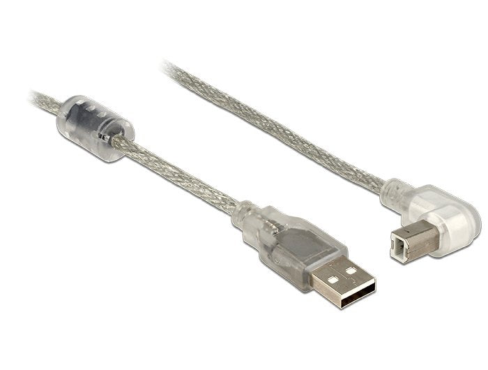 Delock Cable Usb 2.0 Typ-A Stecker > Usb 2.0 Typ-B Stecker Gewinkelt 3,0 M Transparent