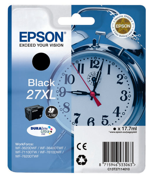 EAN 8715946533063 - Epson Alarm clock 27XL DURABrite Ultra cartucho de tinta 1 pieza(s) Original Alto rendimiento (XL) Negro imagen 1