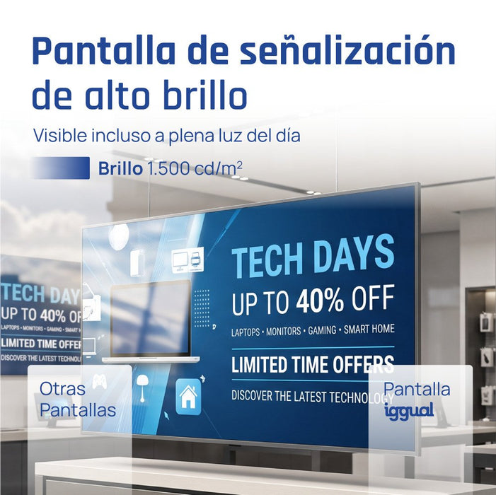 EAN 8435364320068 - iggual IGG320068 pantalla de señalización Pantalla plana para señalización digital 165,1 cm (65") LED Wif imagen 3