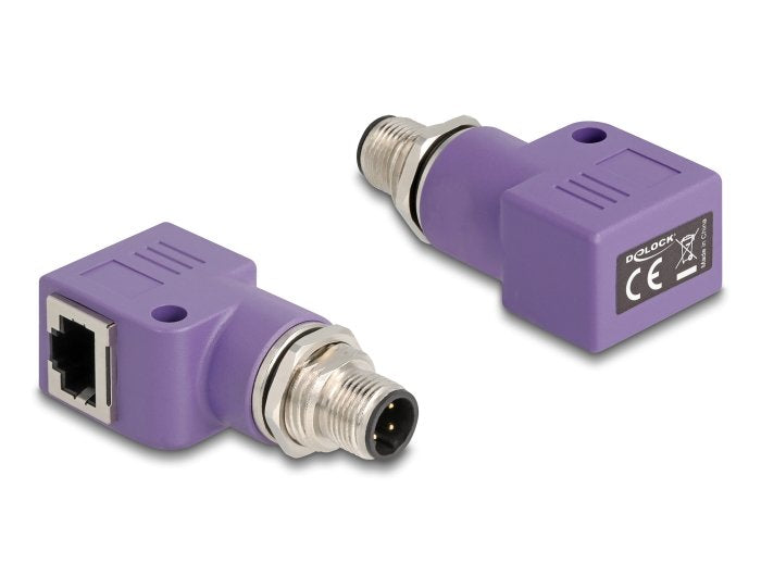 Delock M12 Adapter A-Kodiert 8 Pin Stecker Zu Rj45 Buchse Cat.5e Mit Befestigungsloch Gerade Naranja