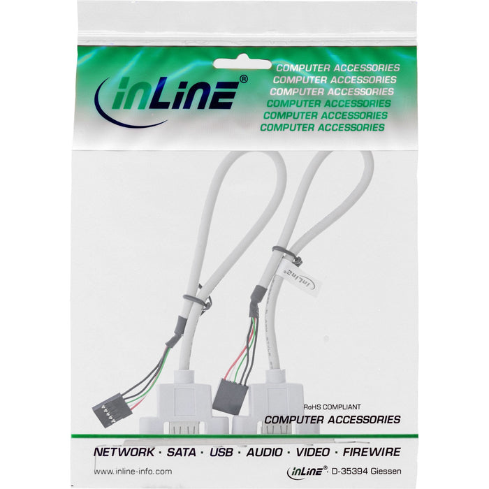 Soporte Inline 2x Usb 2.0 Tipo A Hembra A 2x Conector Interno De 5 Pines 0,3 M