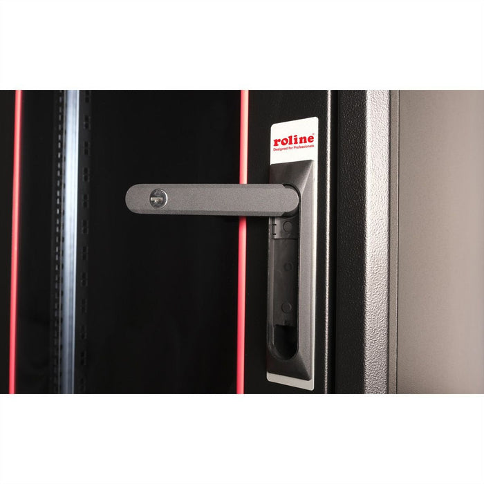 Roline 19-Zoll Netzwerkschrank Basic 22 He, 600x800 Bxt Glastr Schwarz