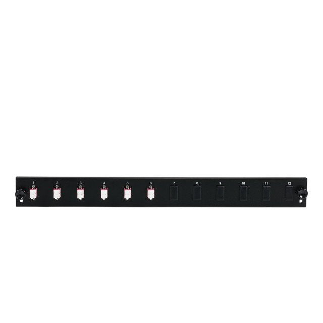 Efb Bestckte 12 Port Frontblende Mit 6 X Lc Duplex Kupplung Os2 Vertikal, Grau