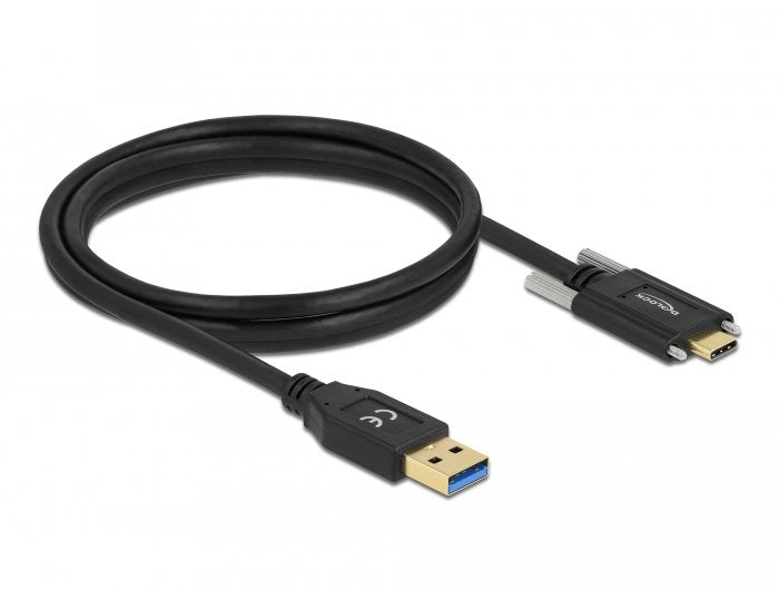 Delock Usb 10 Gbps Cable Typ-A Stecker Zu Usb Type-C Stecker Mit Schrauben Seitlich 1,5 M