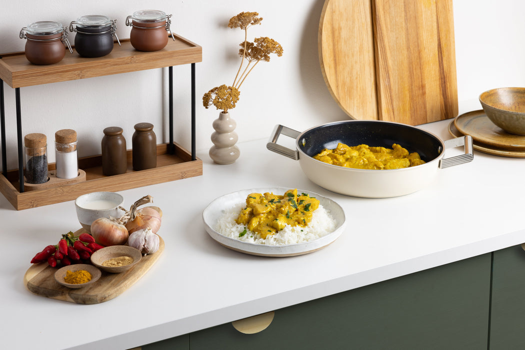 Smeg Dpf2812crm Pfanne, 28 Cm, Keramik, Edelstahlgriffe, Cremefarben Matt