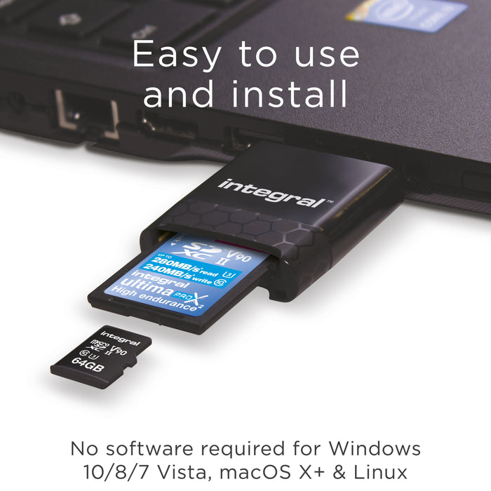 Lector De Tarjetas Usb-A 3.0 Integral Dual Slot (Negro)