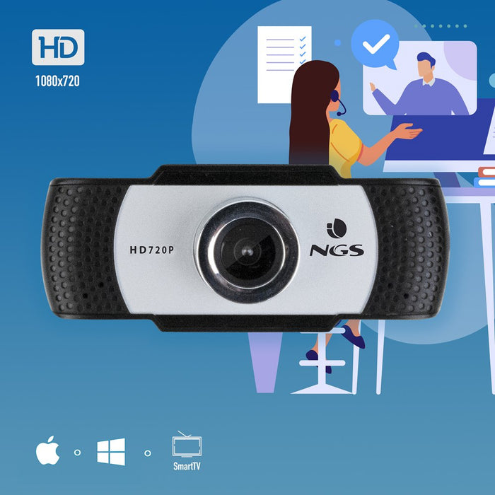 Webcam Con Micrófono Ngs Xpresscam720 1280*720 Campo Visual 60º Base Ajustable Usb Plug And Play