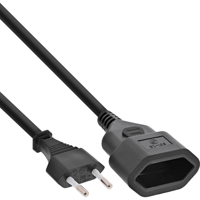 Inline® Euro Type C Plug Power Extensión Macho / Female, Negro, 1.5m