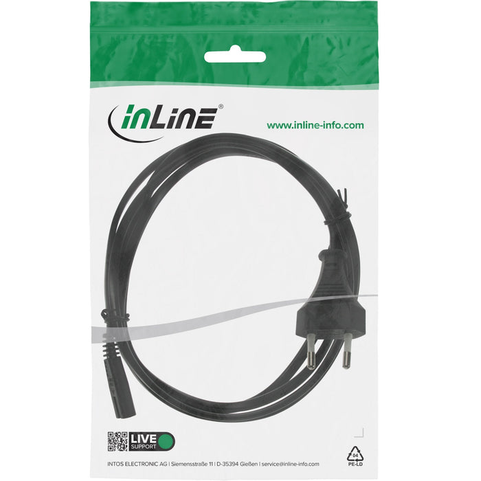 Cable De Alimentación Inline, Enchufe Italia Cee7/16 A Enchufe Euro 8 C7, Negro, 1,8 M
