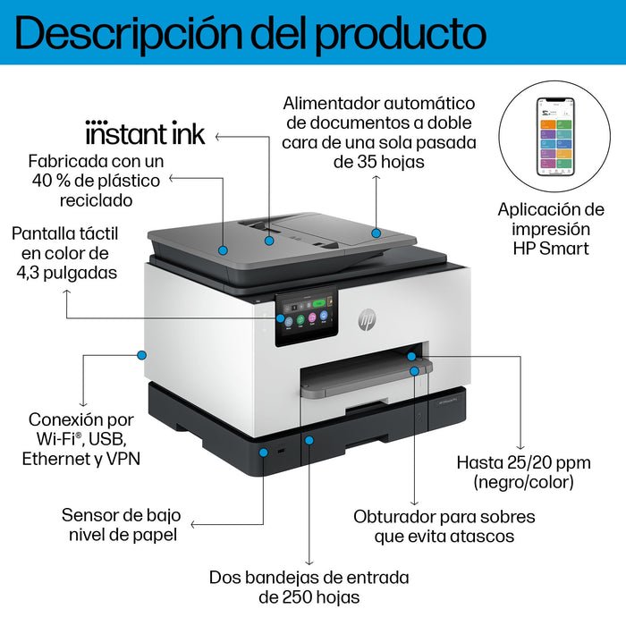 EAN 0196786896095 - HP OfficeJet Pro 9135e AiO Printer Inyección de tinta térmica A4 4800 x 1200 DPI 25 ppm Wifi imagen 4