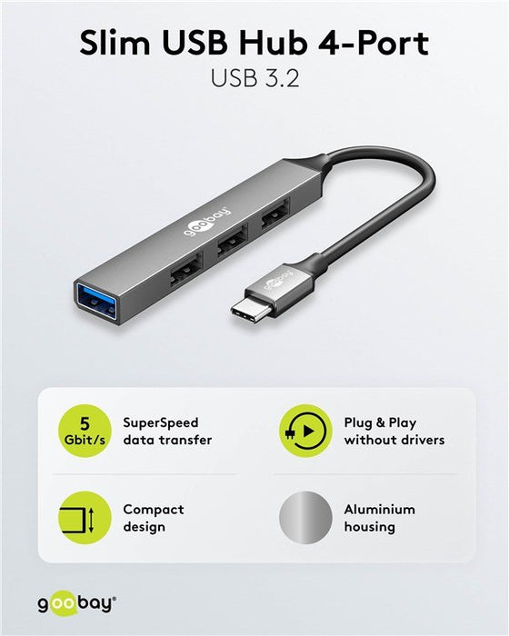 EAN 4040849744570 - Goobay 74457 hub de interfaz USB 3.2 Gen 1 (3.1 Gen 1) Type-C 5000 Mbit/s Gris claro imagen 2