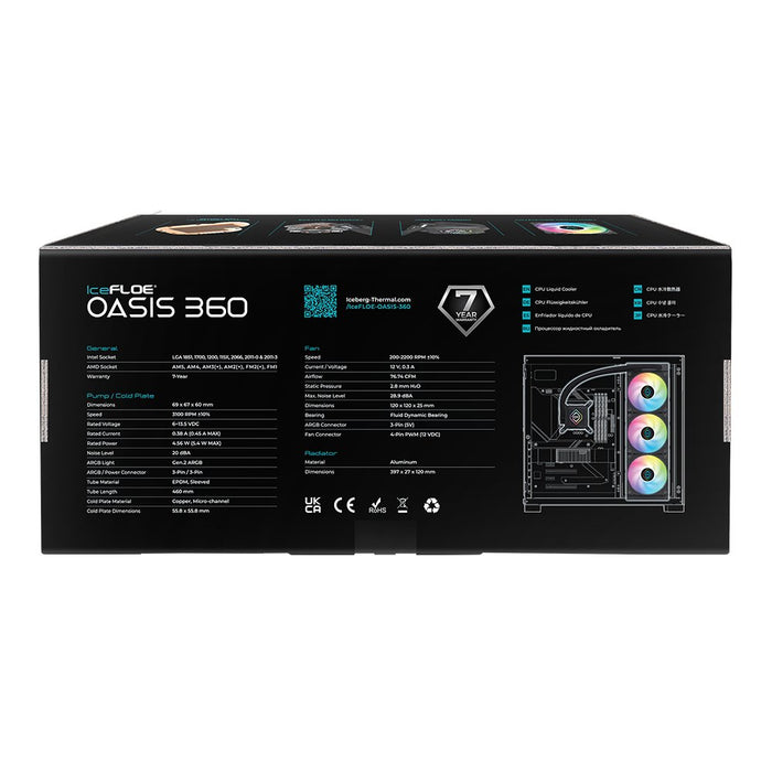 EAN 1230000071925 - Iceberg Thermal IceFLOE OASIS 360 Procesador Sistema de refrigeración líquida todo en uno 12 cm Negro 1 p imagen 18