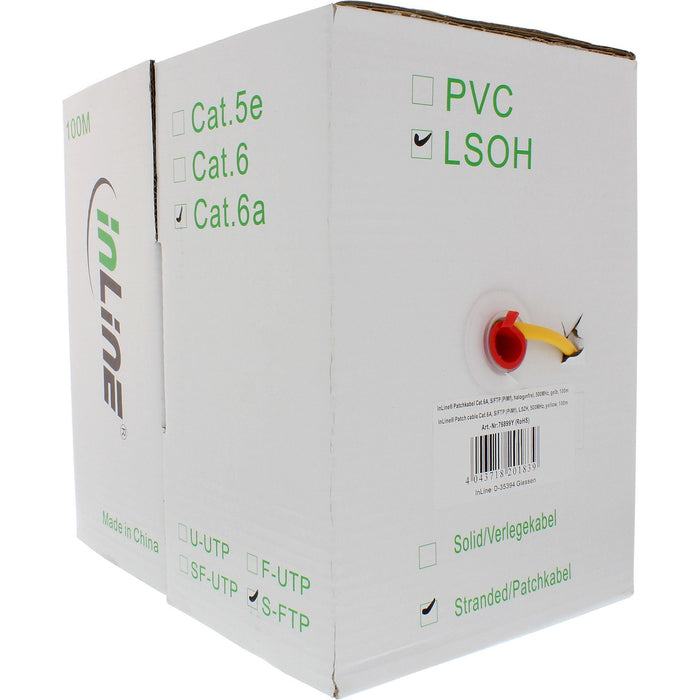 Cable De Red Inline S/Ftp Pimf Cat.6a Libre De Halógenos 500mhz Amarillo 100m