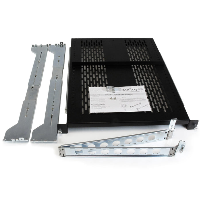 Startech.Com Estante Ventilado Deslizante De 2u Con Gestión De Cableado Y Profundidad Ajustable Para Rack 22 7kg Estante Para Bastidor Negro 2u 19" Para P/N: Rk1233bkm Rk2433bkm Rk2537bkm Rk3236bkf Rk4236bkb Rk4242bk24 Rk4242bk30
