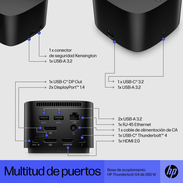 EAN 5715063010839 - HP Thunderbolt 280W G4 Dock w/Combo Cable Alámbrico Thunderbolt 4 Negro imagen 2