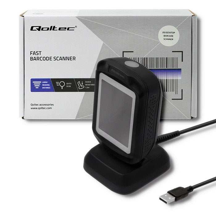 EAN 5901878508641 - Qoltec 50864 lector de código de barras Lector de códigos de barras fijo 1D/2D LED Negro imagen 2