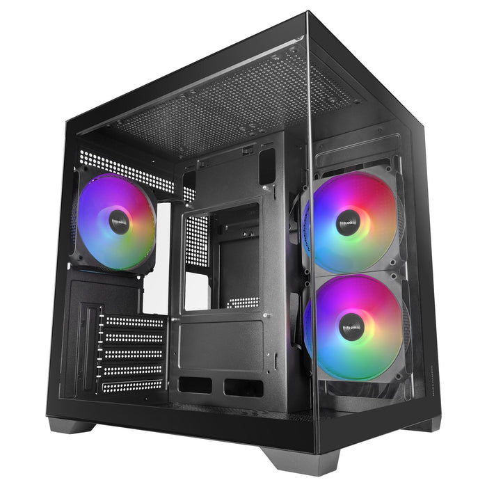 Caja Pc  Microatx Mars Gaming Mc-View3 Gpu Max 330mm Cristal Templado Panoramico Argb Usb-C Negra